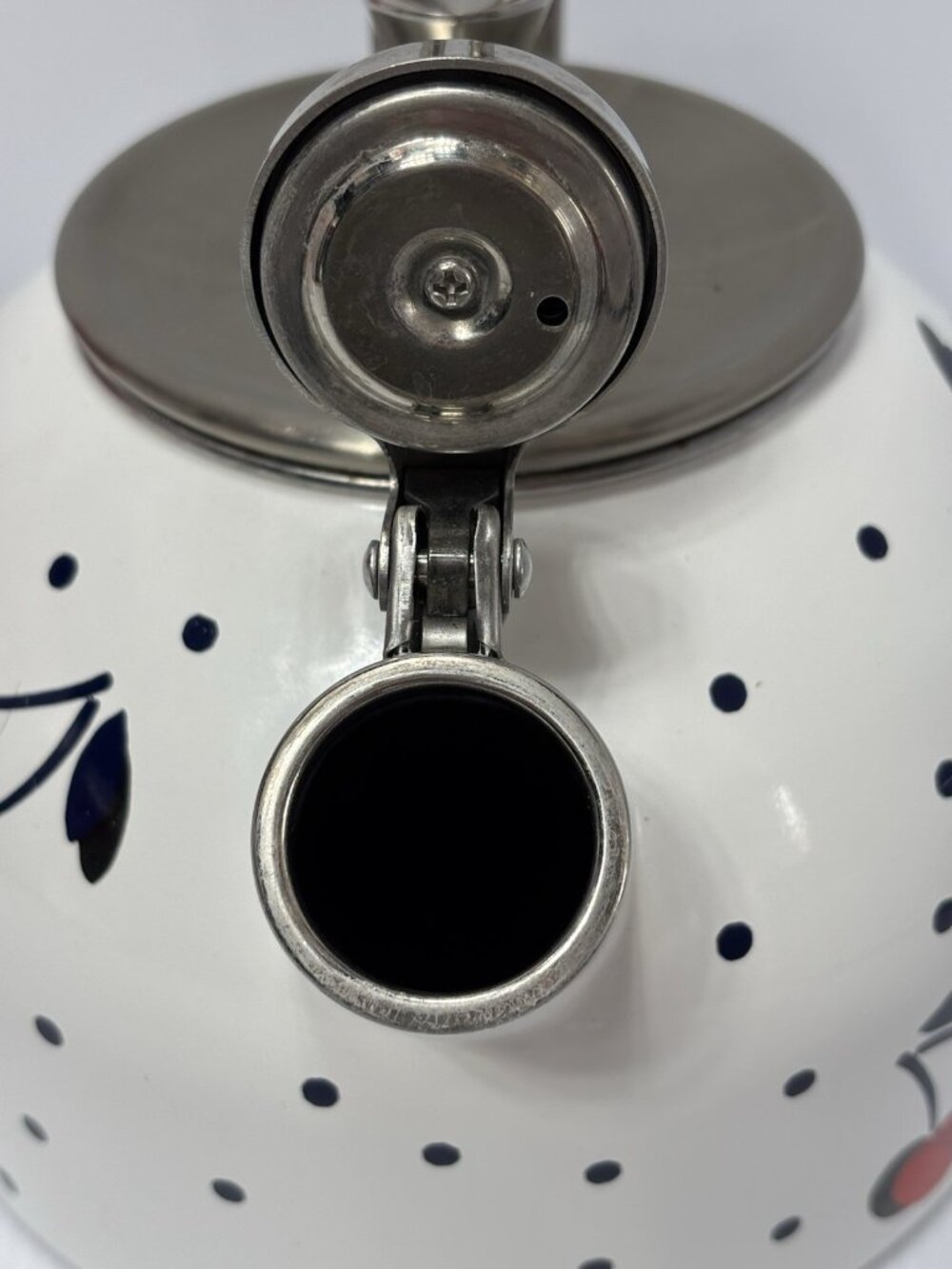 Kate Spade Cherry Polka Dot Tea Kettle White Enamel On Steel Decorative -As Is! - Picture 8 of 16